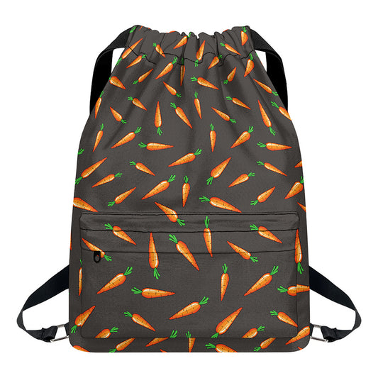Cartoon Carrot Pattern Print Drawstring Backpack