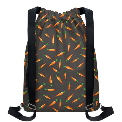 Cartoon Carrot Pattern Print Drawstring Backpack