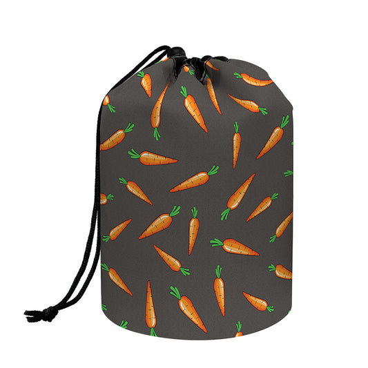 Cartoon Carrot Pattern Print Drawstring Makeup Bag
