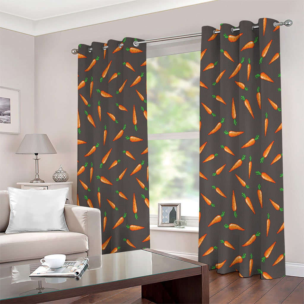 Cartoon Carrot Pattern Print Extra Wide Grommet Curtains