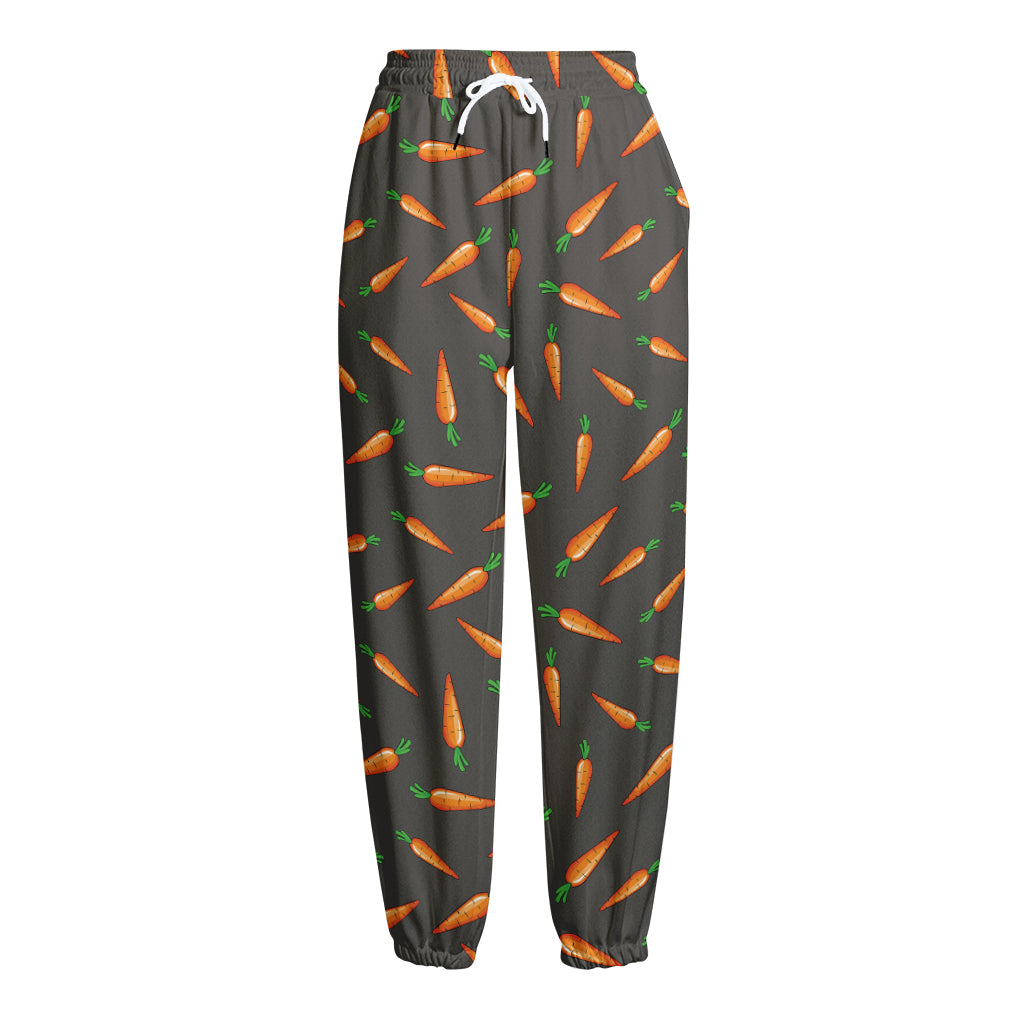 Cartoon Carrot Pattern Print Fleece Lined Knit Pants