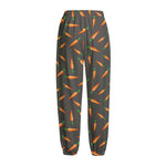 Cartoon Carrot Pattern Print Fleece Lined Knit Pants