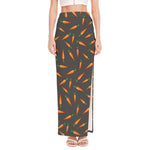 Cartoon Carrot Pattern Print High Slit Maxi Skirt