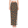 Cartoon Carrot Pattern Print High Slit Maxi Skirt