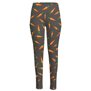 Cartoon Carrot Pattern Print High-Waisted Pocket Leggings