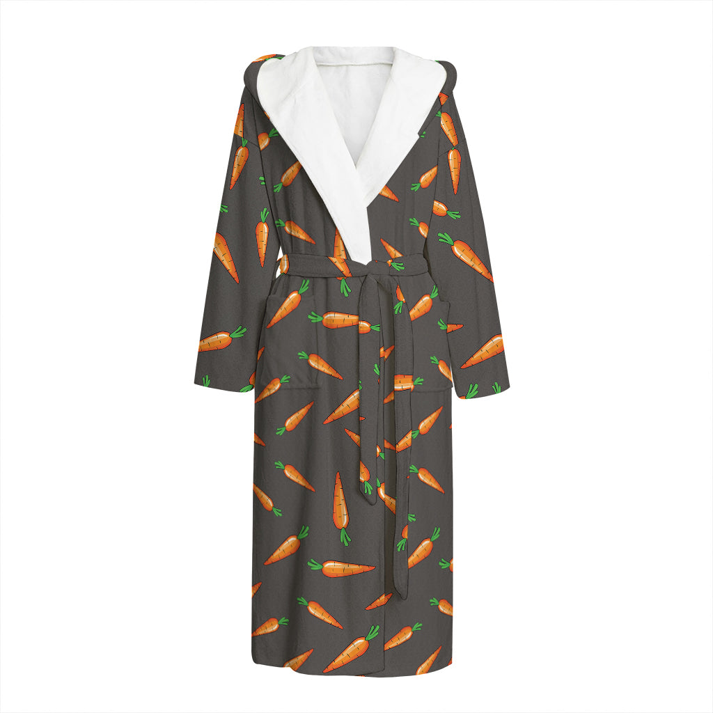 Cartoon Carrot Pattern Print Hooded Bathrobe