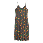 Cartoon Carrot Pattern Print Jersey Midi Cami Dress