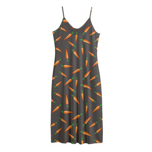 Cartoon Carrot Pattern Print Jersey Midi Cami Dress