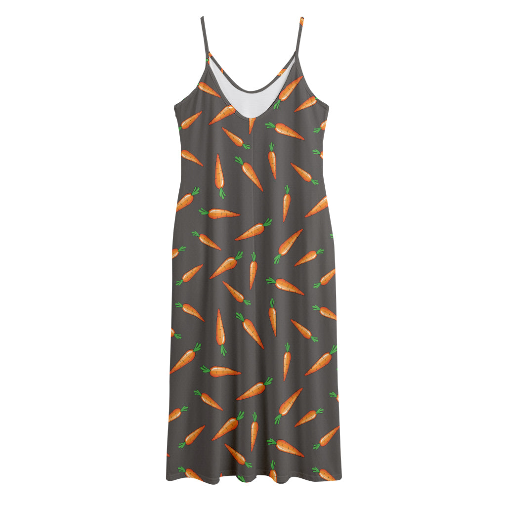 Cartoon Carrot Pattern Print Jersey Midi Cami Dress