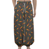 Cartoon Carrot Pattern Print Lantern Pants