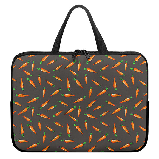 Cartoon Carrot Pattern Print Laptop Sleeve With Handle