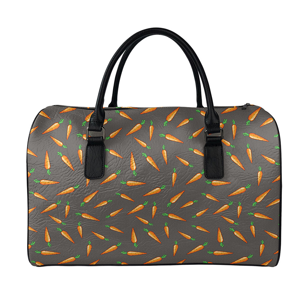 Cartoon Carrot Pattern Print Leather Duffle Bag
