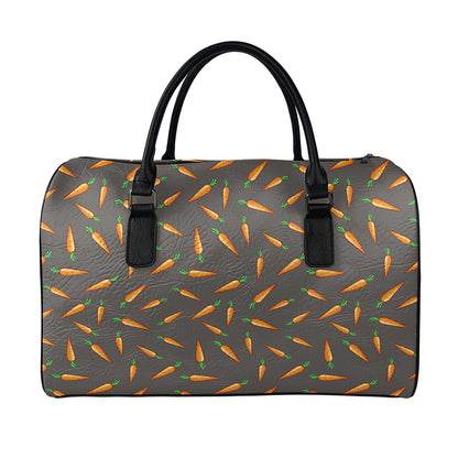 Cartoon Carrot Pattern Print Leather Duffle Bag