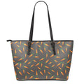 Cartoon Carrot Pattern Print Leather Tote Bag With Zipper