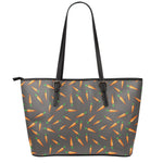 Cartoon Carrot Pattern Print Leather Tote Bag