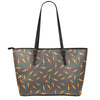 Cartoon Carrot Pattern Print Leather Tote Bag