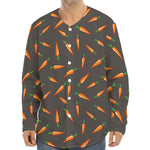 Cartoon Carrot Pattern Print Long Sleeve Baseball Jersey