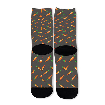 Cartoon Carrot Pattern Print Long Socks