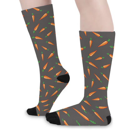 Cartoon Carrot Pattern Print Long Socks