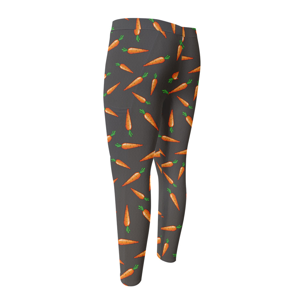 Cartoon Carrot Pattern Print Men's Compression Pants
