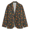 Cartoon Carrot Pattern Print Men's Cotton Blazer