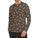 Cartoon Carrot Pattern Print Men's Long Sleeve Rash Guard