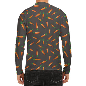 Cartoon Carrot Pattern Print Men's Long Sleeve Rash Guard