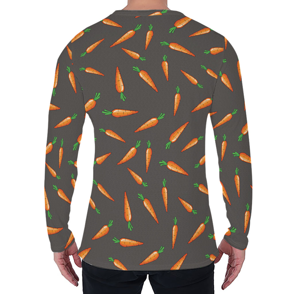 Cartoon Carrot Pattern Print Men's Long Sleeve T-Shirt