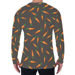 Cartoon Carrot Pattern Print Men's Long Sleeve T-Shirt