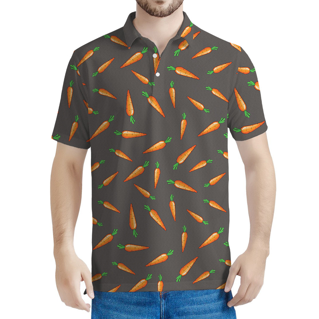 Cartoon Carrot Pattern Print Men's Polo Shirt