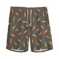 Cartoon Carrot Pattern Print Men's Athletic Shorts