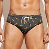 Cartoon Carrot Pattern Print Men's Swim Briefs