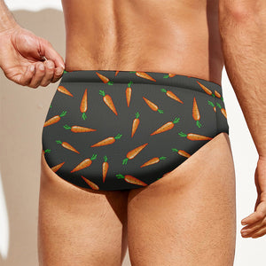 Cartoon Carrot Pattern Print Men's Swim Briefs