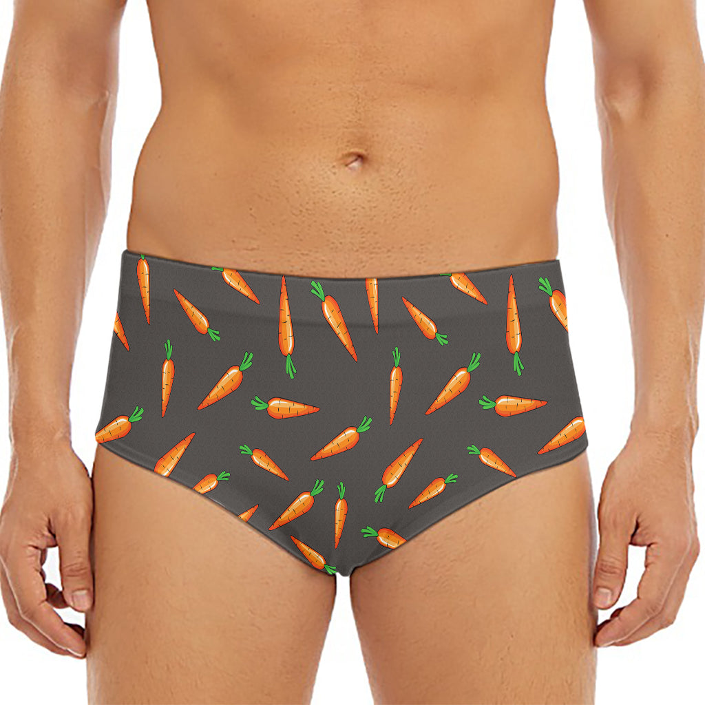 Cartoon Carrot Pattern Print Men's Triangle Swim Briefs