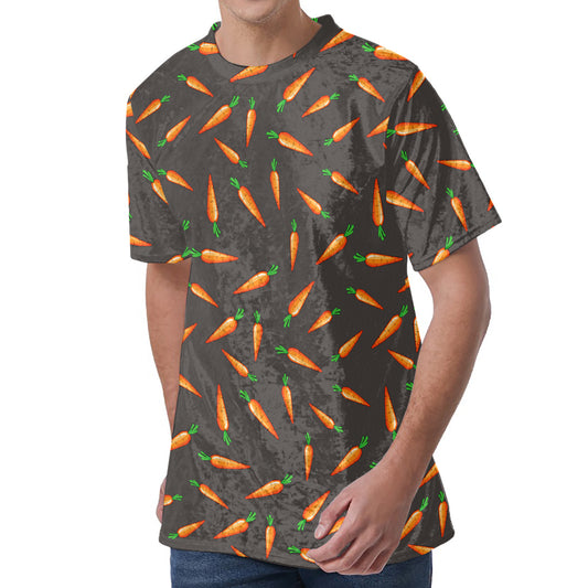 Cartoon Carrot Pattern Print Men's Velvet T-Shirt