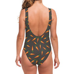 Cartoon Carrot Pattern Print One Piece Swimsuit