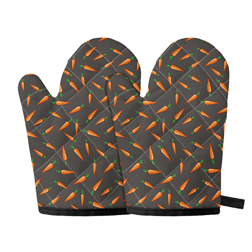 Cartoon Carrot Pattern Print Oven Mitts