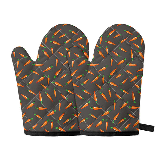 Cartoon Carrot Pattern Print Oven Mitts