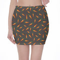 Cartoon Carrot Pattern Print Pencil Mini Skirt