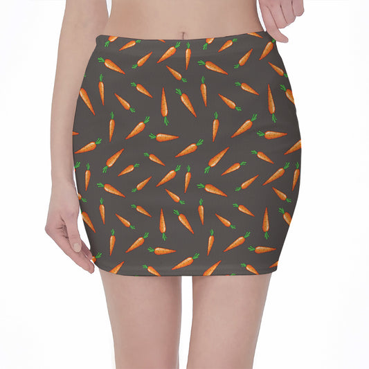 Cartoon Carrot Pattern Print Pencil Mini Skirt