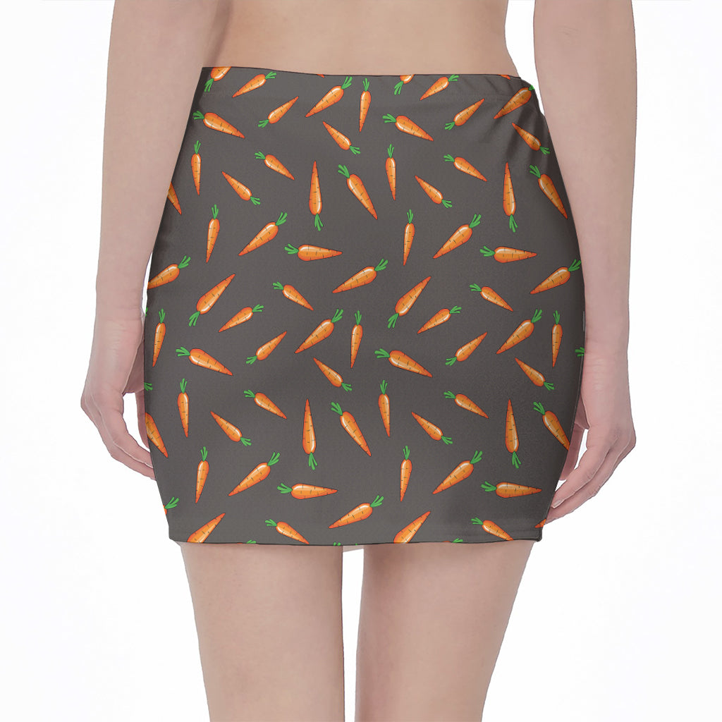Cartoon Carrot Pattern Print Pencil Mini Skirt