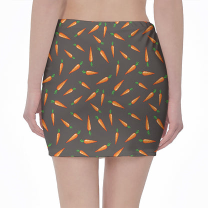 Cartoon Carrot Pattern Print Pencil Mini Skirt