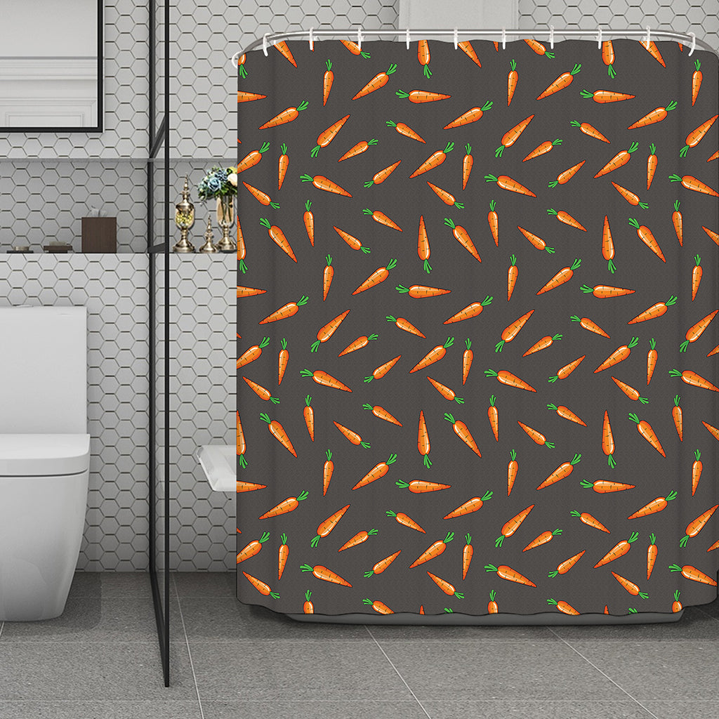 Cartoon Carrot Pattern Print Polyester Shower Curtain