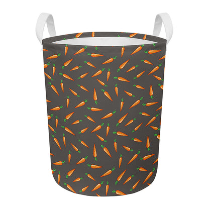 Cartoon Carrot Pattern Print Round Laundry Basket