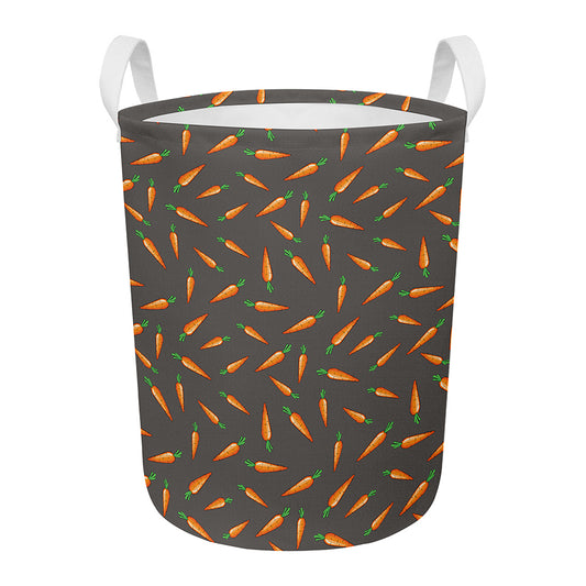 Cartoon Carrot Pattern Print Round Laundry Basket