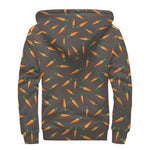 Cartoon Carrot Pattern Print Sherpa Lined Zip Up Hoodie