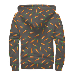 Cartoon Carrot Pattern Print Sherpa Lined Zip Up Hoodie