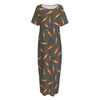 Cartoon Carrot Pattern Print Short Sleeve Long Nightdress