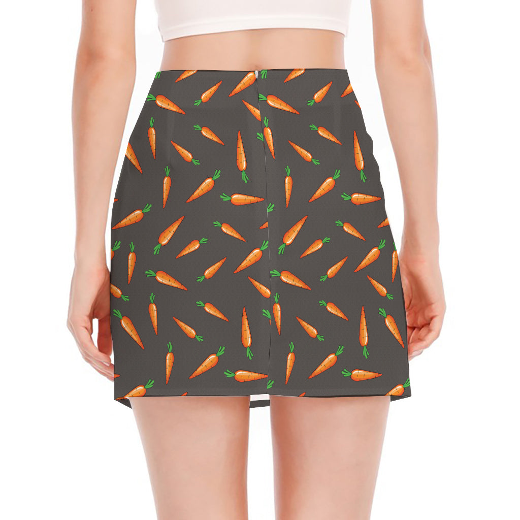 Cartoon Carrot Pattern Print Side Slit Mini Skirt
