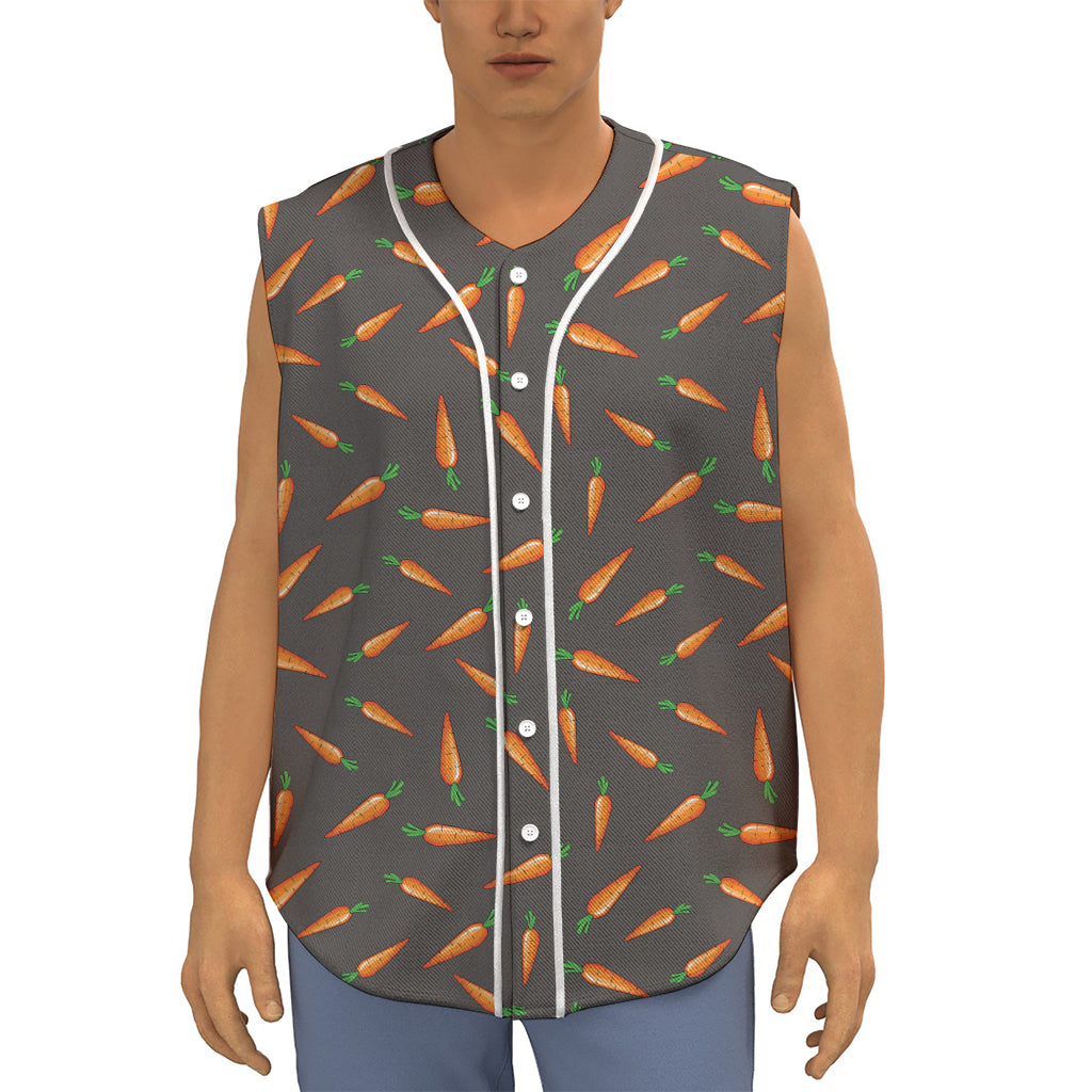 Cartoon Carrot Pattern Print Sleeveless Baseball Jersey